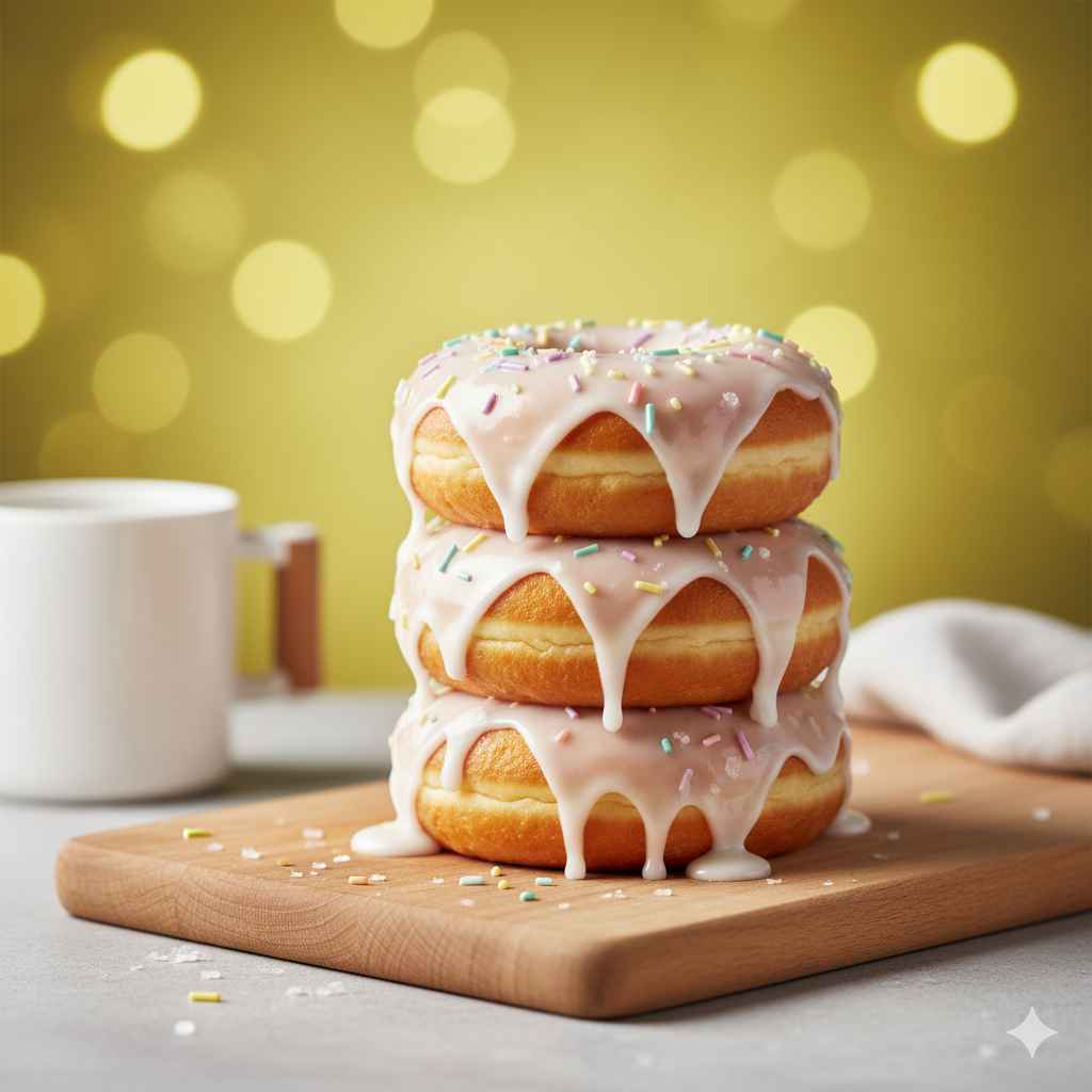 Donut (ڈونٹ) - food and kitchen items vocabulary picture with Urdu & Hindi meaning | Polylingo