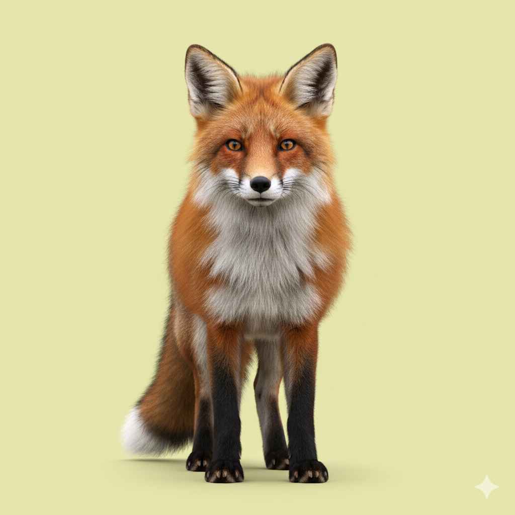 Fox (لومڑی) - animals vocabulary picture with Urdu & Hindi meaning | Polylingo
