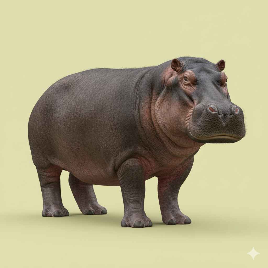 Hippopotamus (ہپوپوٹیمس) - animals vocabulary picture with Urdu & Hindi meaning | Polylingo