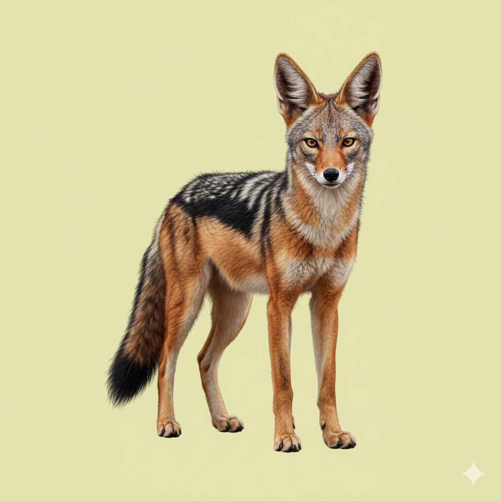 Jackal (سیاہ لومڑی نما شکاری) - animals vocabulary picture with Urdu & Hindi meaning | Polylingo