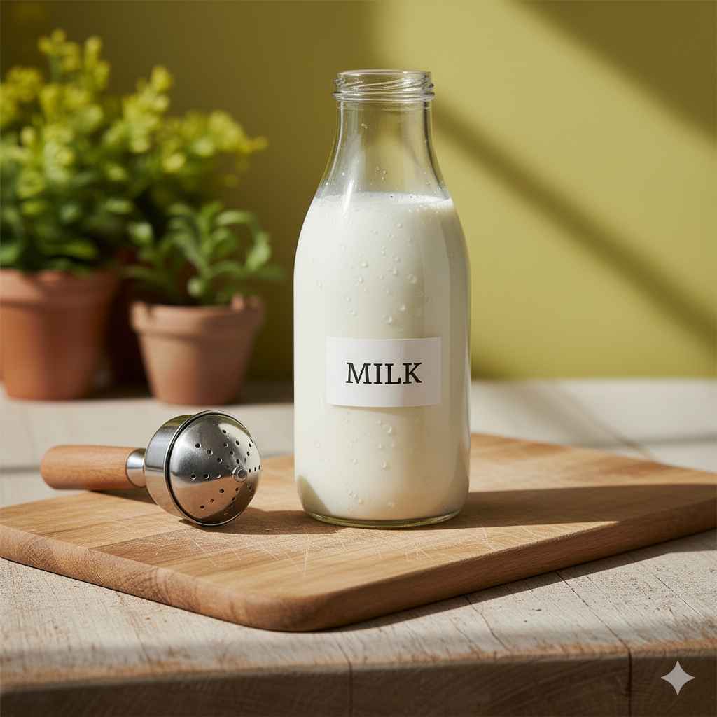 Milk (دودھ) - food and kitchen items vocabulary picture with Urdu & Hindi meaning | Polylingo