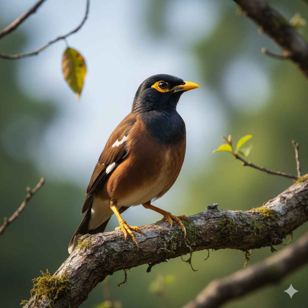 Myna (مینا) - birds vocabulary picture with Urdu & Hindi meaning | Polylingo