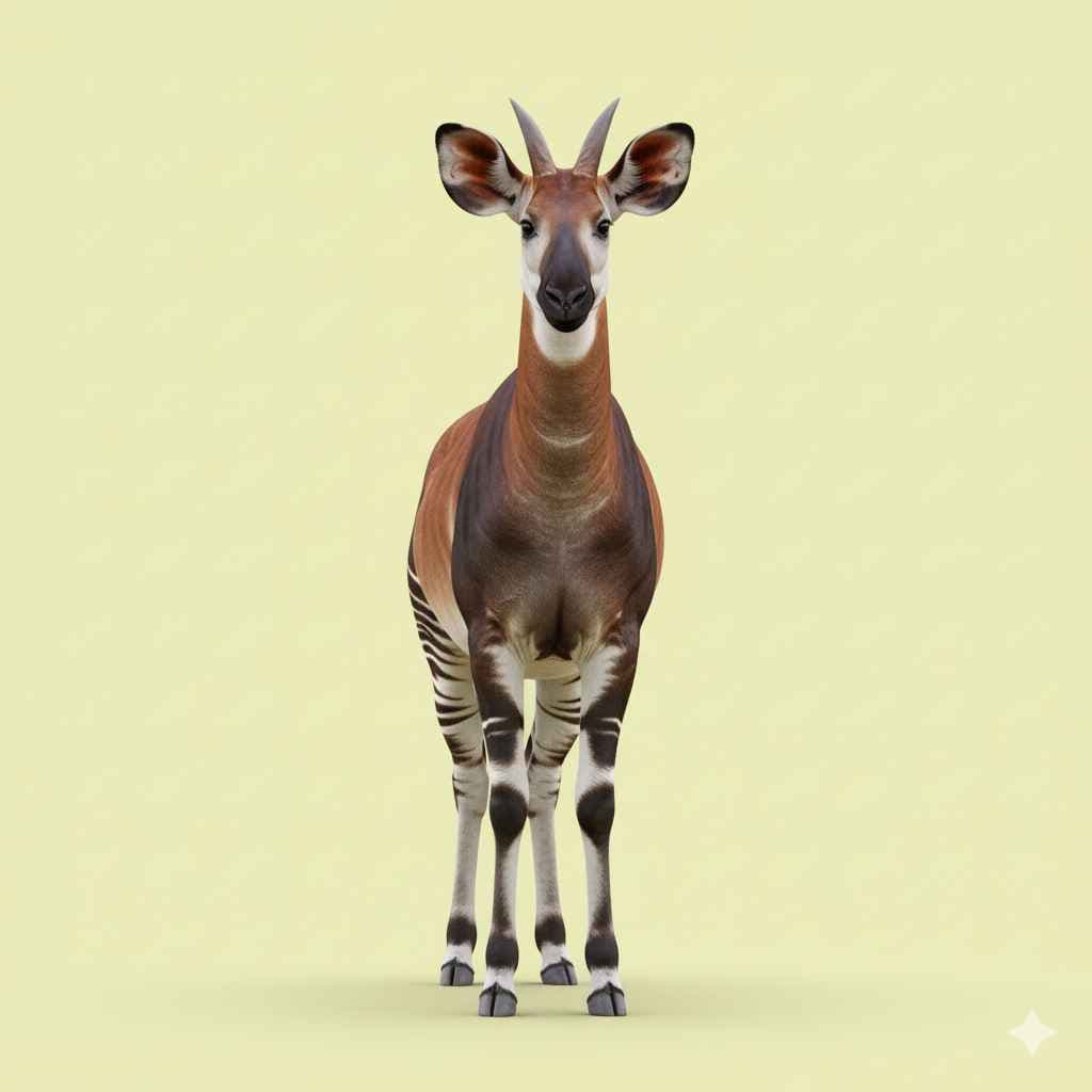 Okapi (اوکاپی) - animals vocabulary picture with Urdu & Hindi meaning | Polylingo