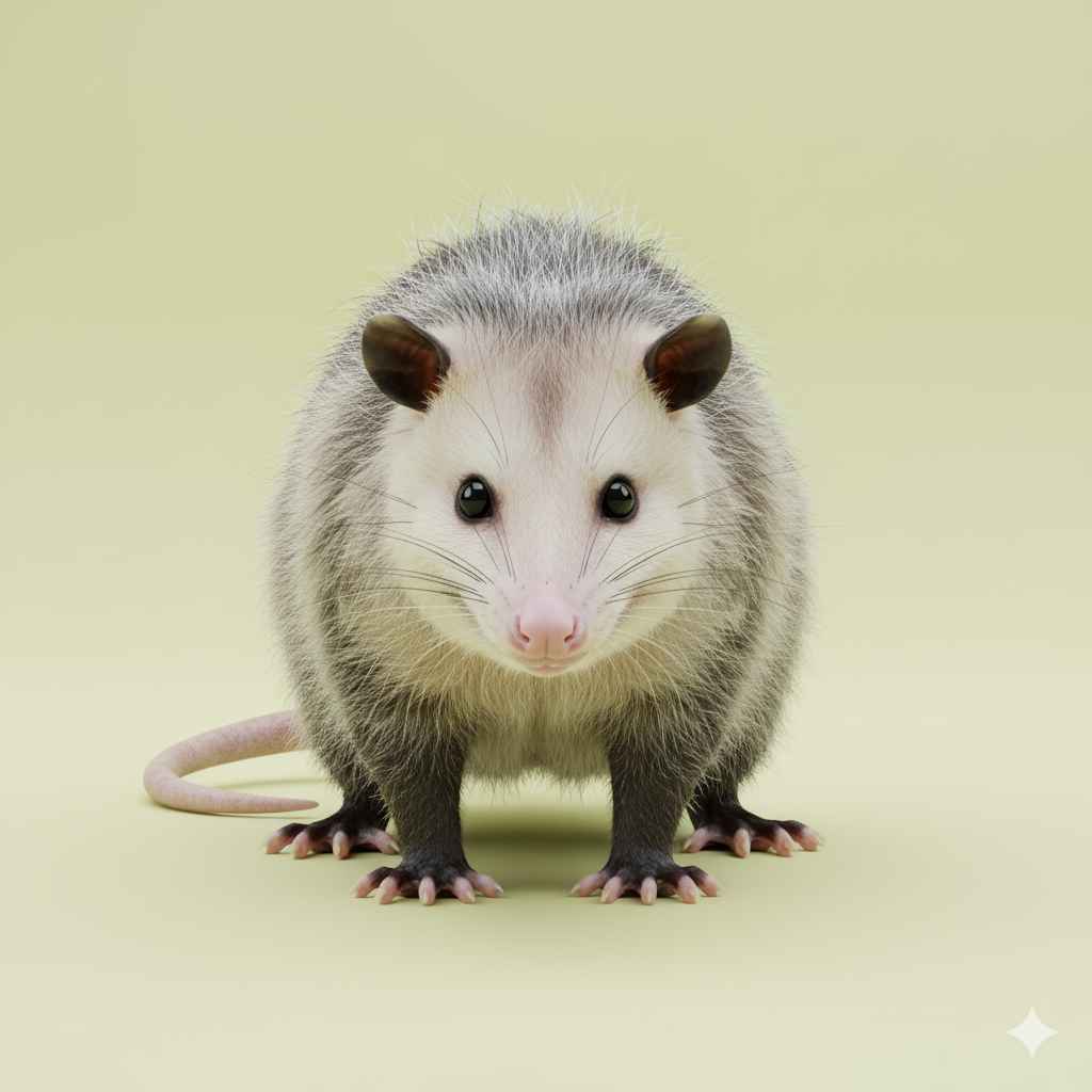 Opossum (اوپوسم) - animals vocabulary picture with Urdu & Hindi meaning | Polylingo