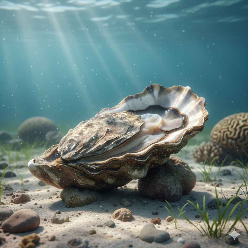 Oyster (سیپی) - sea animals vocabulary picture with Urdu & Hindi meaning | Polylingo