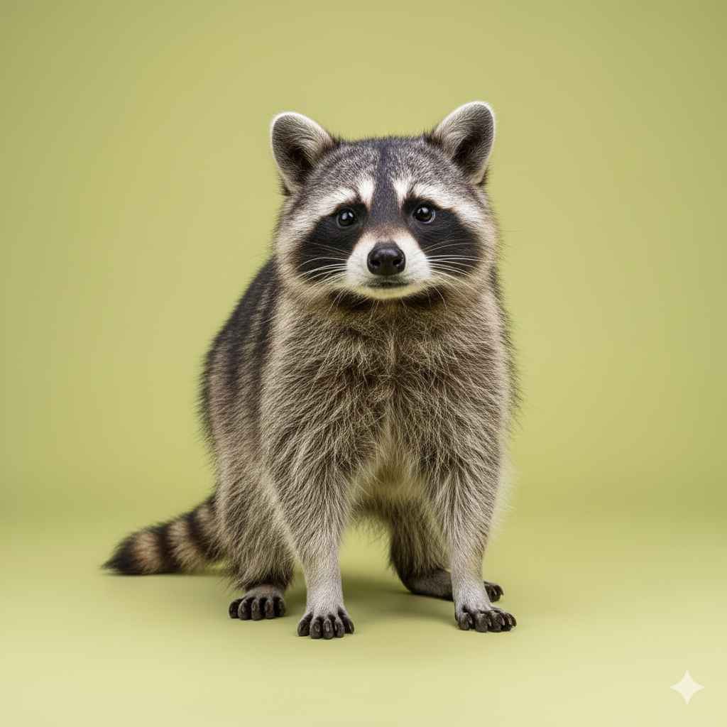 Raccoon (راکوون) - animals vocabulary picture with Urdu & Hindi meaning | Polylingo