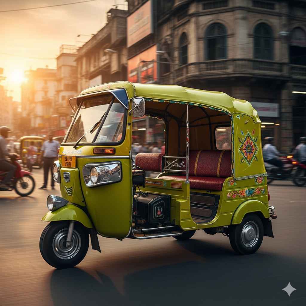 Rickshaw (رکشہ) - vehicles vocabulary picture with Urdu & Hindi meaning | Polylingo