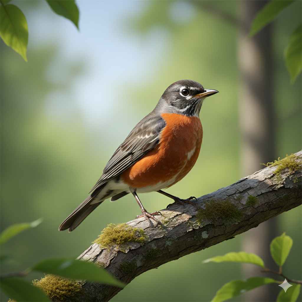 Robin (روبن / ایک قسم کا پرندہ) - birds vocabulary picture with Urdu & Hindi meaning | Polylingo