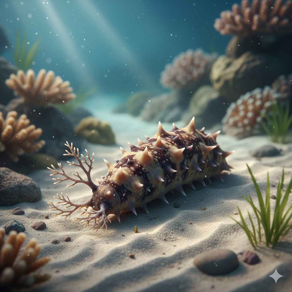 Sea_cucumber (سمندری کھیرا) - sea animals vocabulary picture with Urdu & Hindi meaning | Polylingo