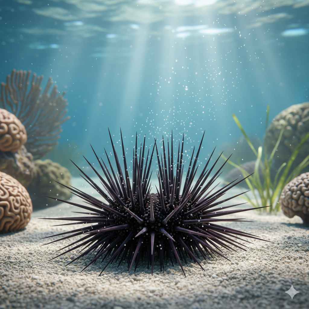 Sea_urchin (سمندری کانٹے والا جانور) - sea animals vocabulary picture with Urdu & Hindi meaning | Polylingo