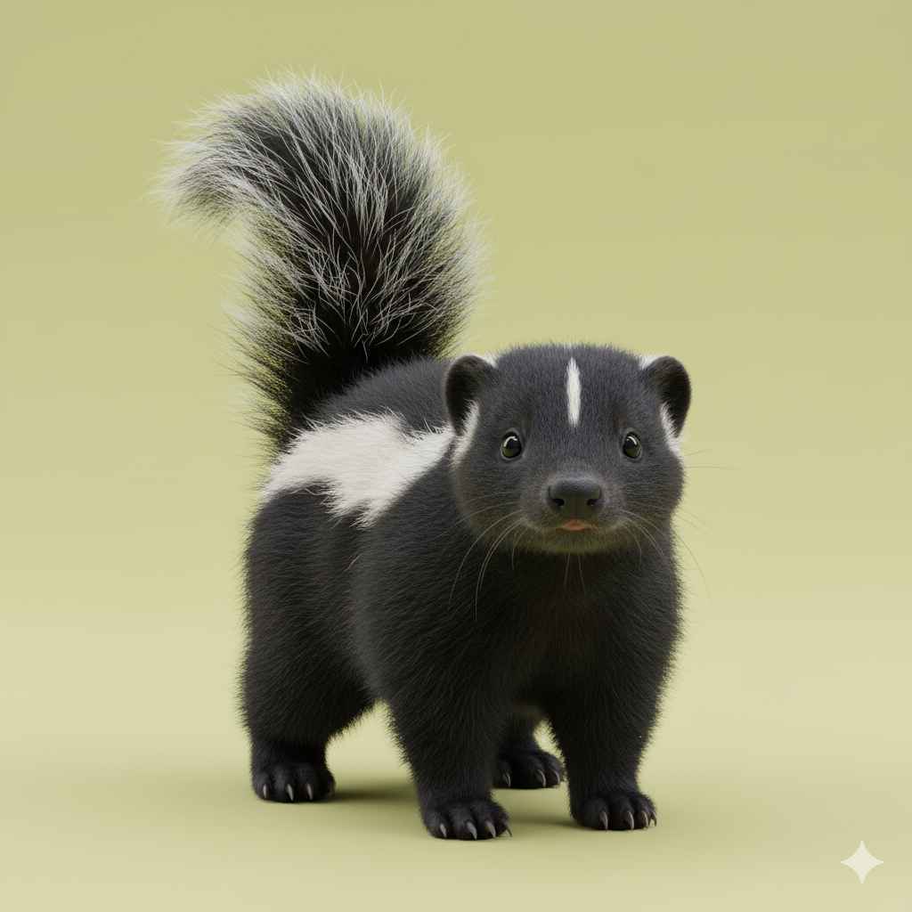 Skunk (سکنک) - animals vocabulary picture with Urdu & Hindi meaning | Polylingo