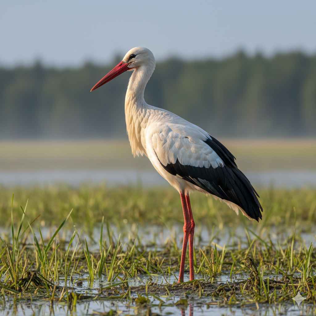 Stork (لق لق / سارس) - birds vocabulary picture with Urdu & Hindi meaning | Polylingo