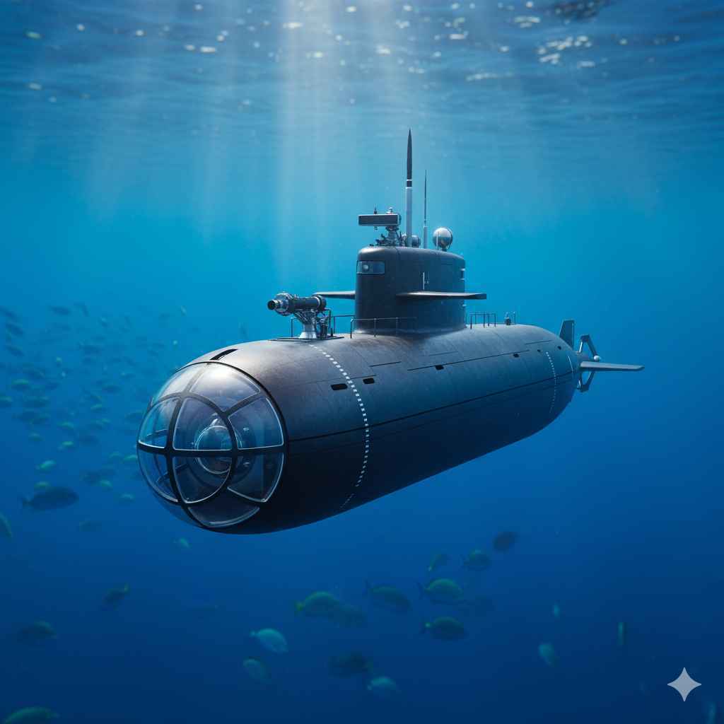 Submarine (آبدوز) - vehicles vocabulary picture with Urdu & Hindi meaning | Polylingo