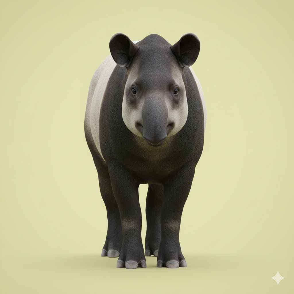 Tapir (ٹیپر) - animals vocabulary picture with Urdu & Hindi meaning | Polylingo