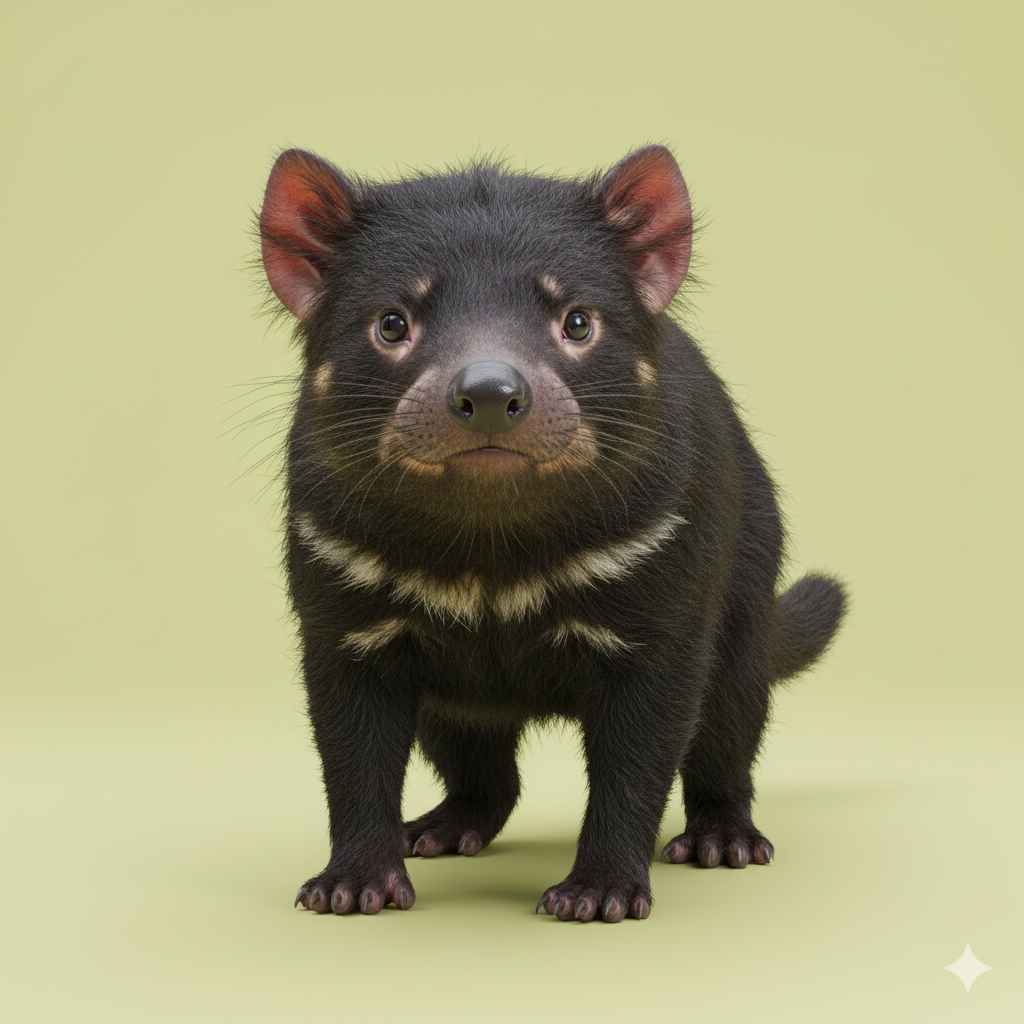 Tasmanian devil (ٹاسمیانی شیطان) - animals vocabulary picture with Urdu & Hindi meaning | Polylingo