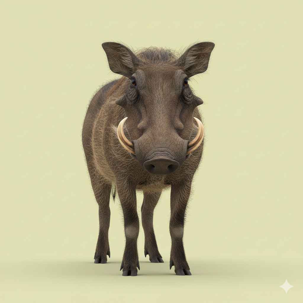 Warthog (وارٹ ہاگ) - animals vocabulary picture with Urdu & Hindi meaning | Polylingo