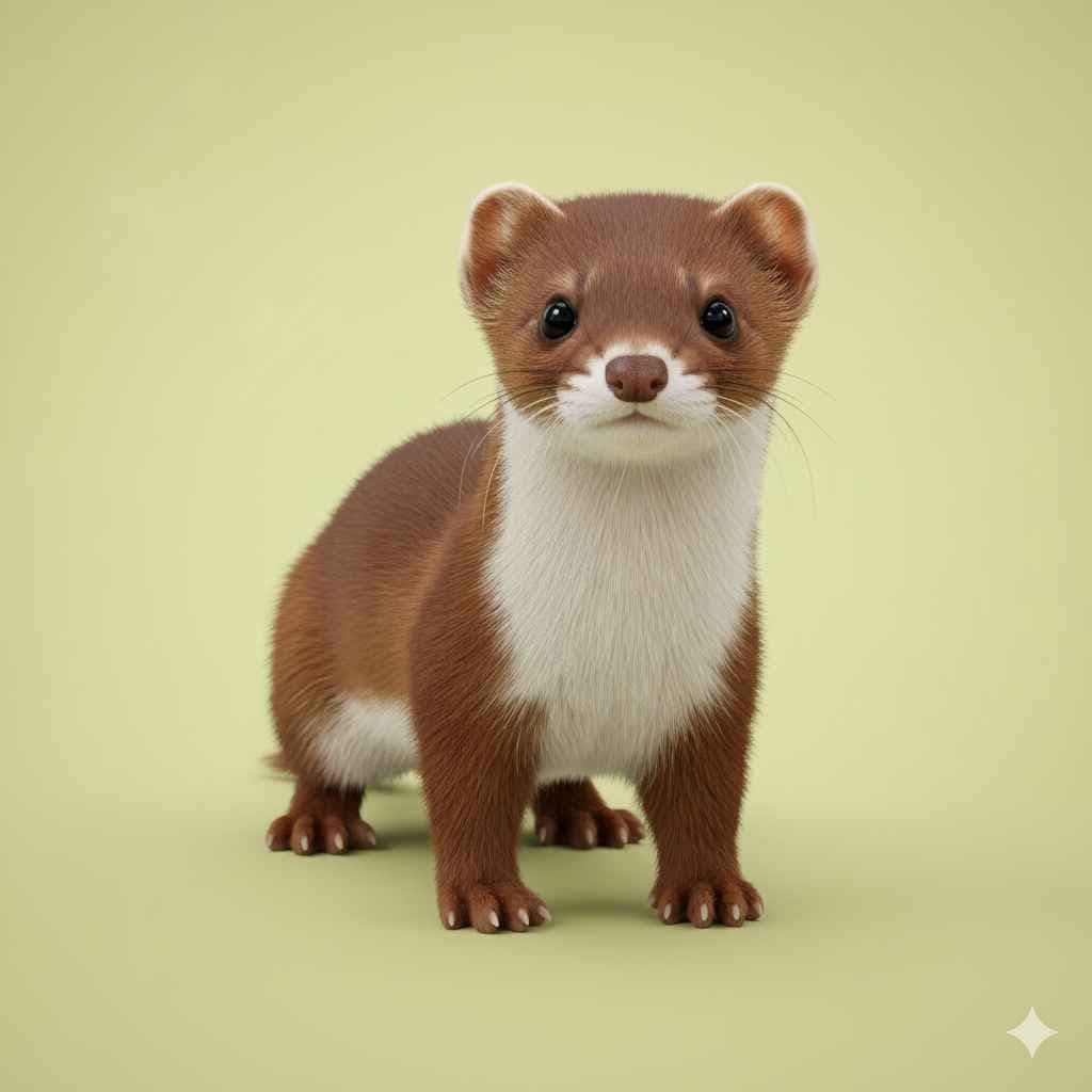 Weasel (نیولا) - animals vocabulary picture with Urdu & Hindi meaning | Polylingo