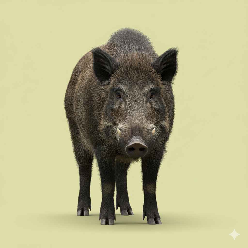 Wild boar (جنگلی سور) - animals vocabulary picture with Urdu & Hindi meaning | Polylingo