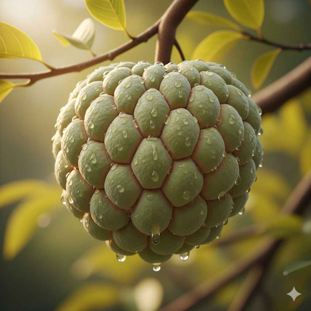 Custard_apple picture - Learn custard_apple in English and Urdu (شریفا) Custard_apple (شریفا) - fruits vocabulary picture with Urdu & Hindi meaning | Polylingo