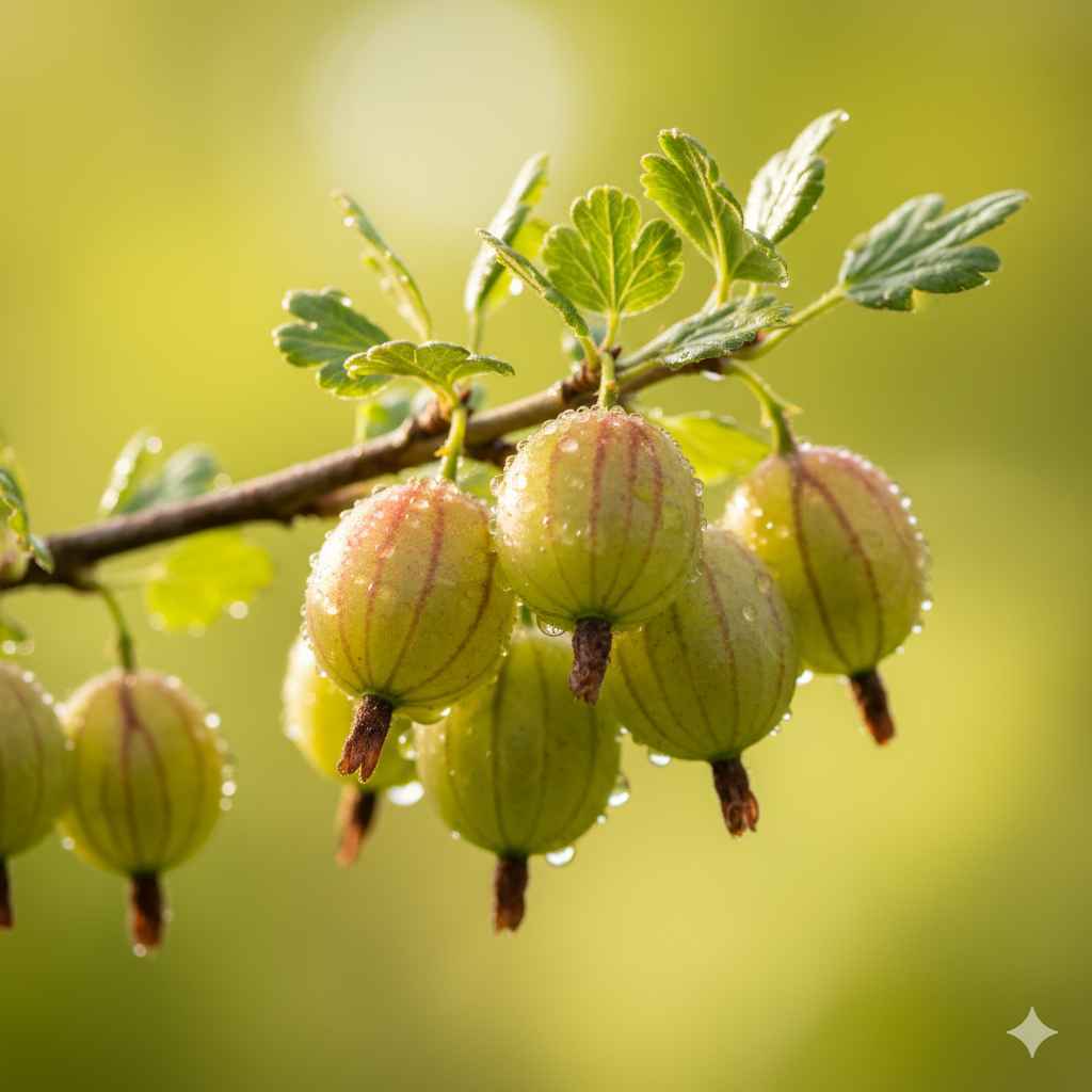 Gooseberry picture - Learn gooseberry in English and Urdu (آملا / کروندا) Gooseberry (آملا / کروندا) - fruits vocabulary picture with Urdu & Hindi meaning | Polylingo