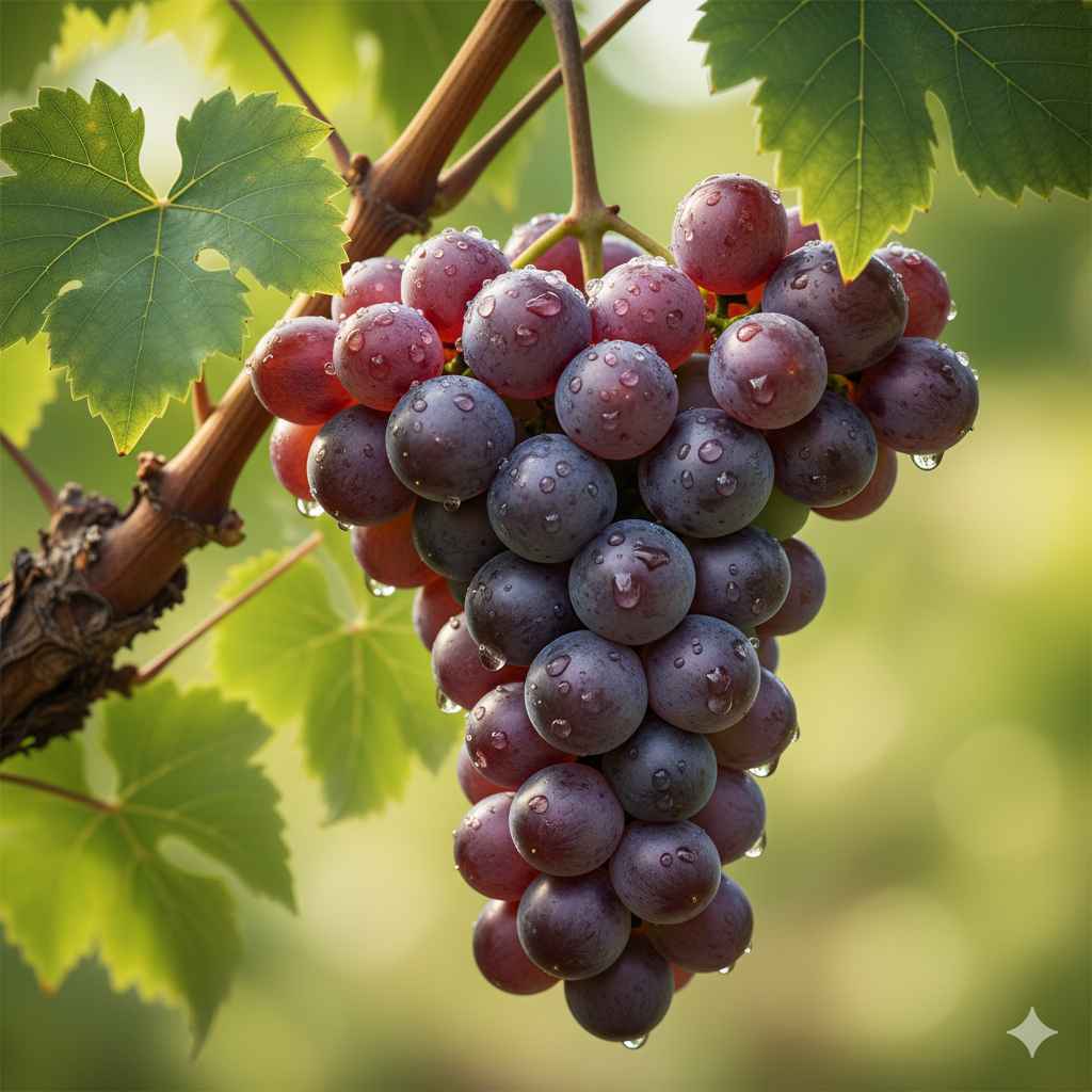 Grapes picture - Learn grapes in English and Urdu (انگور) Grapes (انگور) - fruits vocabulary picture with Urdu & Hindi meaning | Polylingo