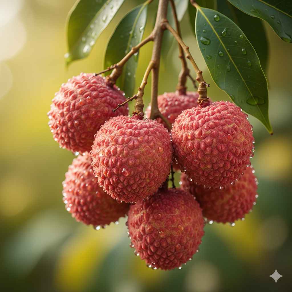 Lychee picture - Learn lychee in English and Urdu (لیچی) Lychee (لیچی) - fruits vocabulary picture with Urdu & Hindi meaning | Polylingo