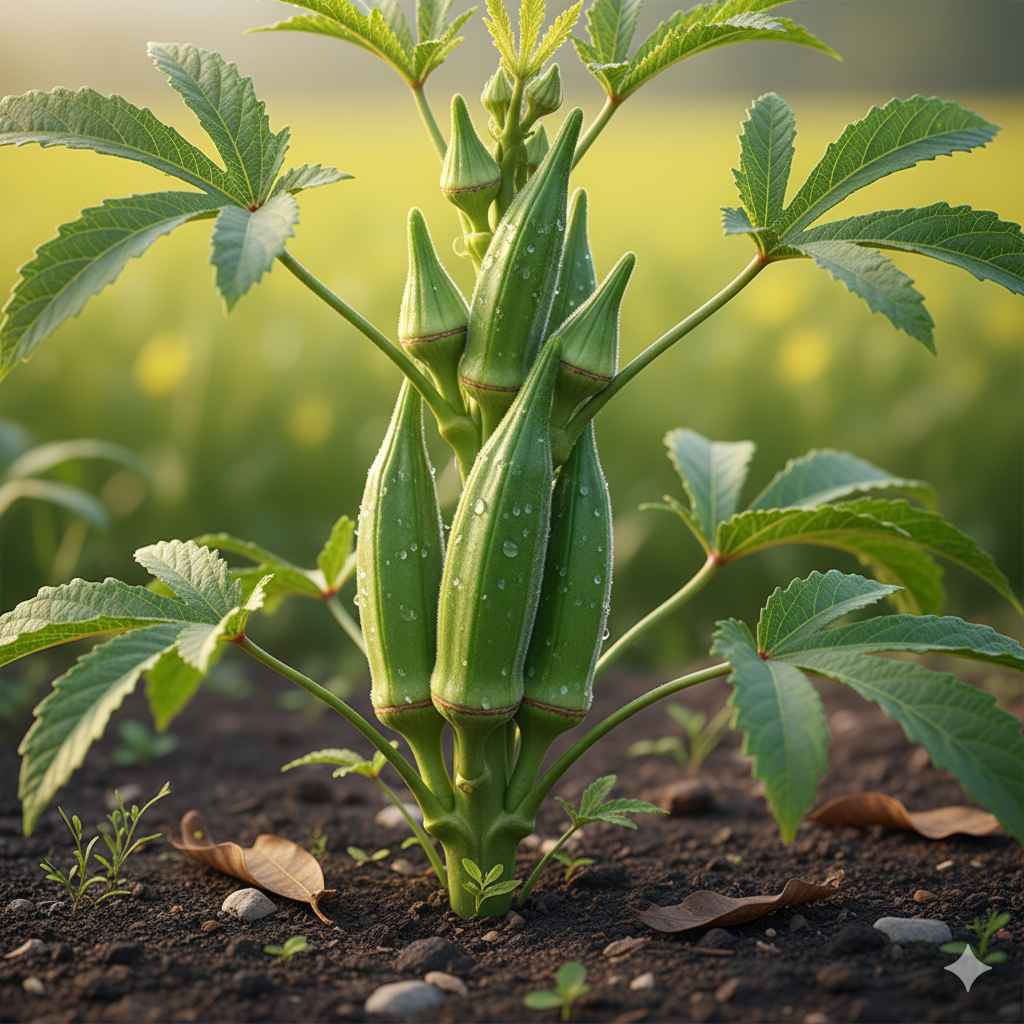 Okra picture - Learn okra in English and Urdu (بھنڈی) Okra (بھنڈی) - vegetables vocabulary picture with Urdu & Hindi meaning | Polylingo