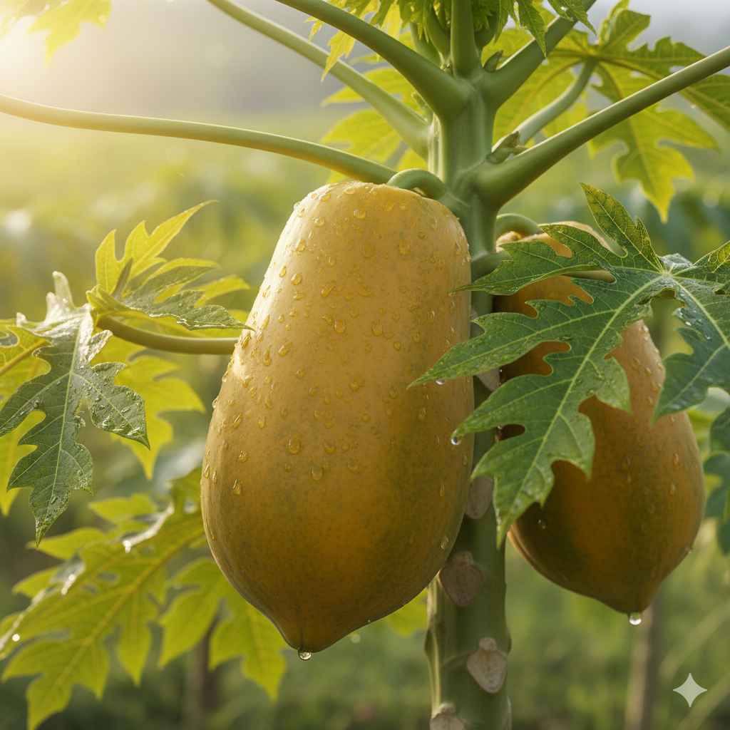 Papaya picture - Learn papaya in English and Urdu (پپیتا) Papaya (پپیتا) - fruits vocabulary picture with Urdu & Hindi meaning | Polylingo